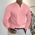 thumbnail image 1 of Lilgiuy Men Fashion Casual Shirt Solid Color Long Sleeve V-Neck Pullover Blouse Tops for Vacation Festival Holiday, 1 of 4