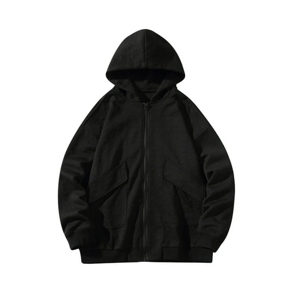 Lilgiuy Men Full Zip Sweatshirt Casual Solid Color Color Long Sleeve Hooded Relaxed Fitted Sweatshirts with Pocket for Daily Leisure Life