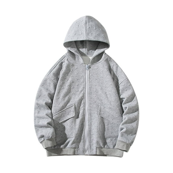 Lilgiuy Men Full Zip Sweatshirt Casual Solid Color Color Long Sleeve Hooded Relaxed Fitted Sweatshirts with Pocket for Workplace Office