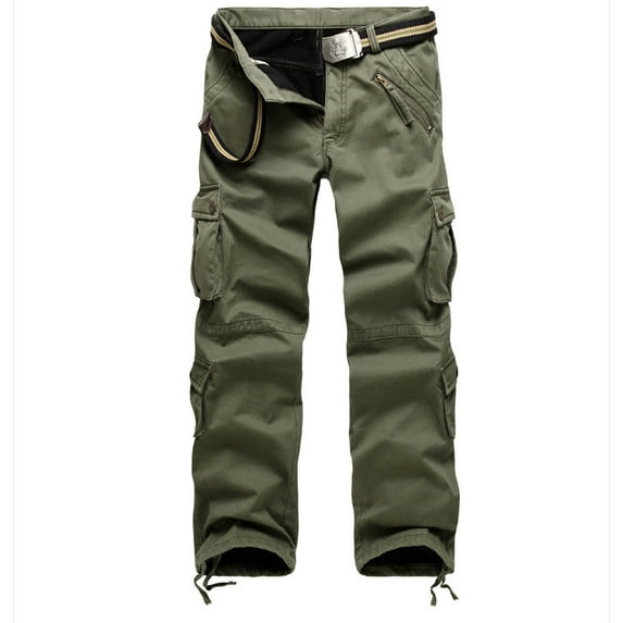 Lilgiuy Men New Fashion Casual Overalls Washed With Solid Color And Velvet Multi-pocket Pants Lightweight Hiking Travel Pants