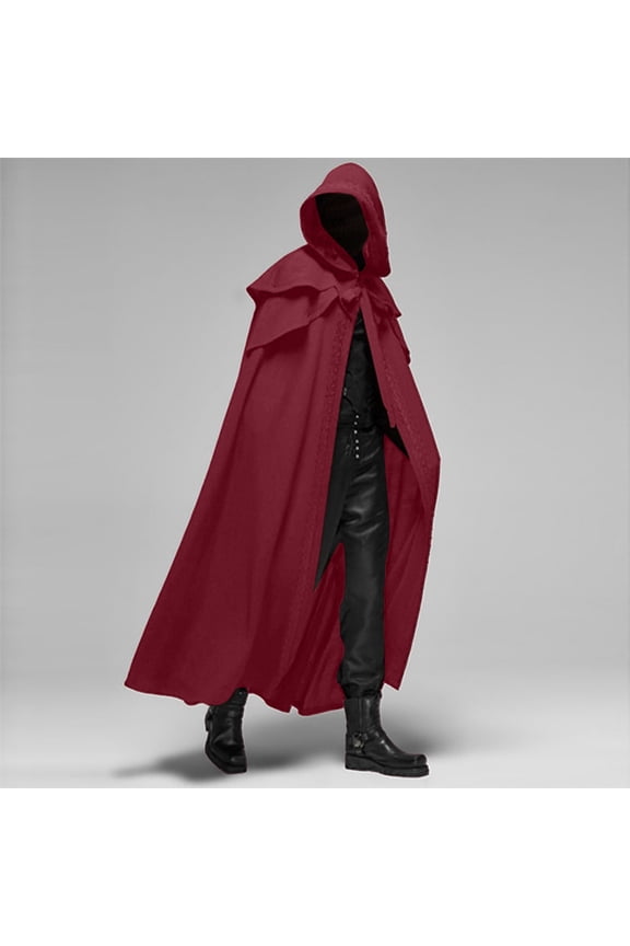 Men Patchwork Hooded Casual Party Retro Gothic Long Cloak Stage Outfit for School College Library