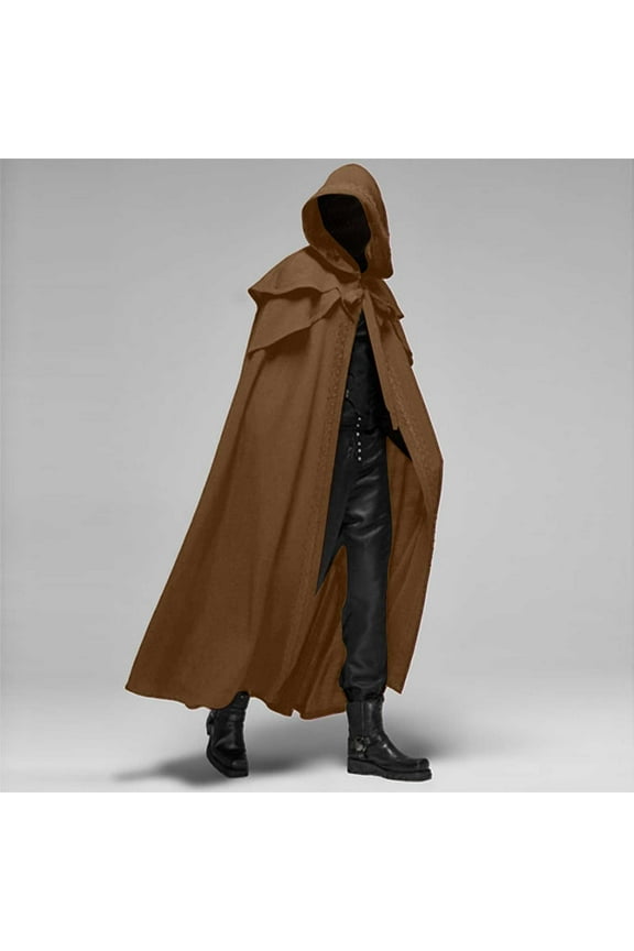 Men Patchwork Hooded Casual Party Retro Gothic Long Cloak Stage Outfit for Vacation Holiday