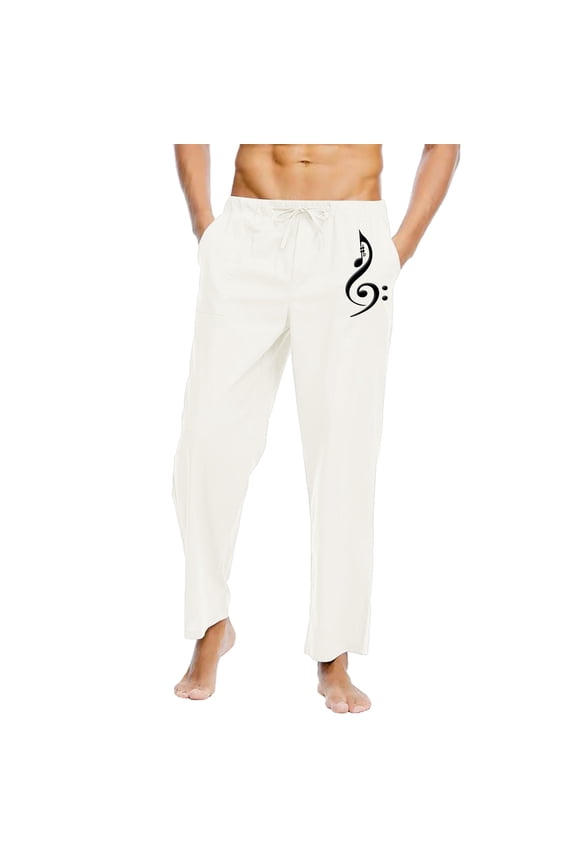 Men Solid Casual Elastic Waistband Pocket Cotton Linen Panel Trousers Pants Fall Fashion for 2022 Spring Winter