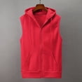 thumbnail image 1 of Lilgiuy Men Vest Jacket Fashion Solid Color Sleeveless Hooded Waistcoat Slim Comfortable Jacket Blouse Tops Shirt Red, 1 of 5