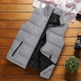 thumbnail image 1 of Lilgiuy Men Vest Jackets Fashion Solid Color Stand Collar Sleeveless Cardigan Jacket Outerwear Padded Warm Coat Gray, 1 of 5
