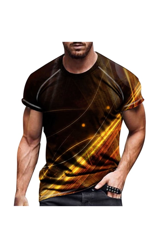 Men's 3D Graphic Tees Casual Printed Short Sleeve T Shirts Crew Neck Summer Workout Shirts Tops for Daily Life
