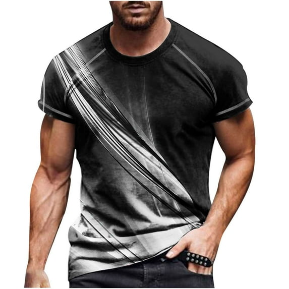 Lilgiuy Men's 3D Graphic Tees Casual Printed Short Sleeve T Shirts Crew Neck Summer Workout Shirts Tops for Daily Life