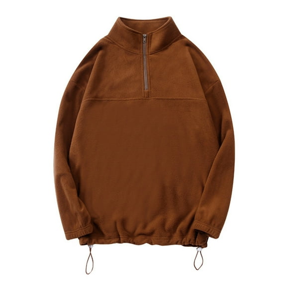 Lilgiuy Men's And Women's Universal Lapel Fleece Sweatshirt Long Sleeve Sports Sweatshirt Loose Fashion Solid Color Tops for Camping Hiking Fishing