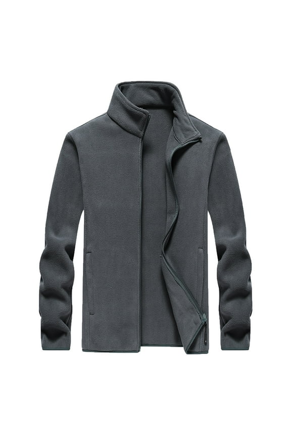 Men's Athleisure Jacket Fleece Zipper Pocket Stand Collar Tops Thermal Sweater Jacket for Riding Hunting