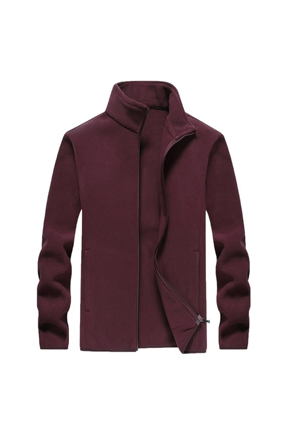 Men's Athleisure Jacket Fleece Zipper Pocket Stand Collar Tops Thermal Sweater Jacket for Workplace Office