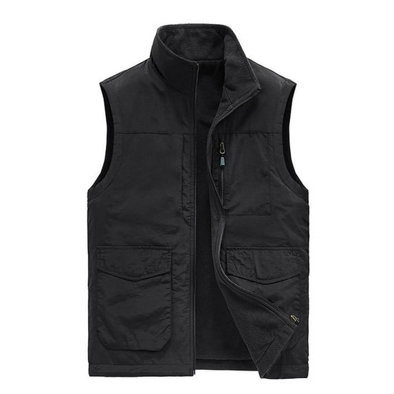 Lilgiuy Men's Athletic Vest Fashion Solid Color Warm Sleeveless Slim Fit Jacket for Climbing Fishing Black