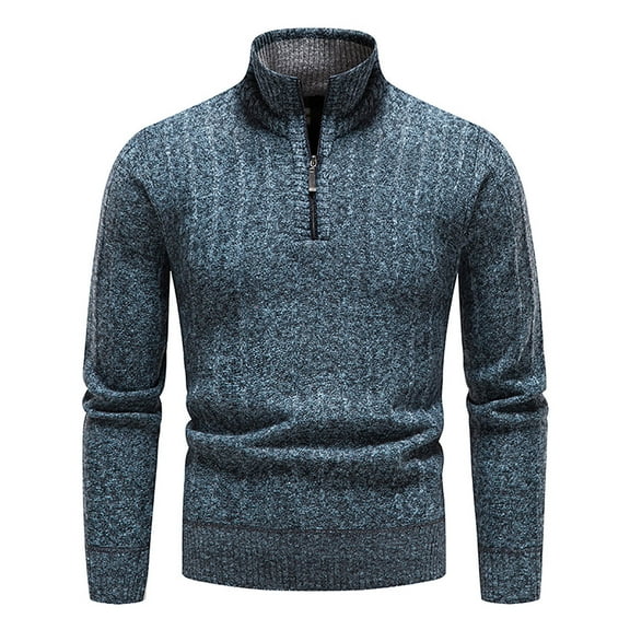 Lilgiuy Men's Autumn Winter Sweater Casual Pullover Hooded Fleece Jacket Blue Winter Fashion 2022