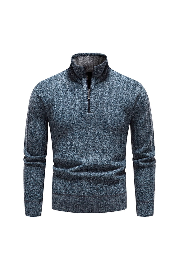 Men's Autumn Winter Sweater Casual Pullover Hooded Fleece Jacket Blue Winter Fashion 2022