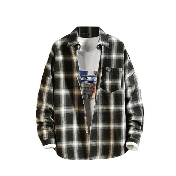 Lilgiuy Men's Button Down Regular Fit Long Sleeve Plaid Print Casual Shirts for Jackets Jeans or Pants