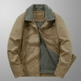 thumbnail image 1 of Lilgiuy Men's Cargo Jackets Fall Winter Solid Color Long Sleeve Turn-Down Collar Loose Padded Thermal Jacket Coats for Travel Camp Work, 1 of 5