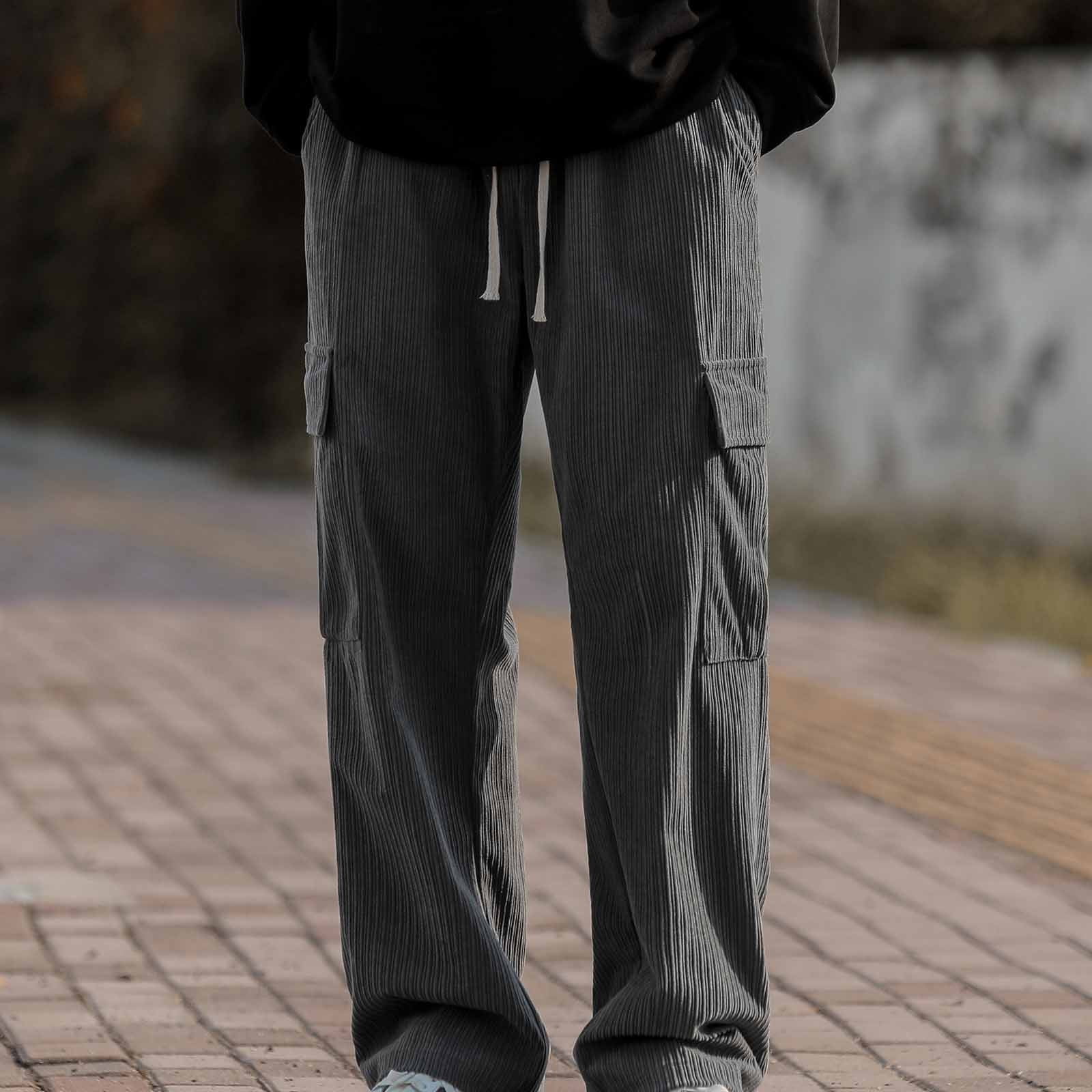 Men's Straight Cargo Pants with Belted