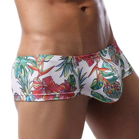 Lilgiuy Men's Casual Comfortable Breathable Printed Mid-Low Waist Panties Fall Fashion for 2022 Spring Winter