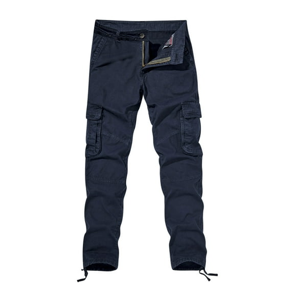 Lilgiuy Men's Casual Military Cargo Pants Baggy Camo Work Trousers with Multi Pockets for Sailing Fishing Camping
