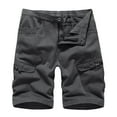 thumbnail image 1 of Lilgiuy Men's Casual Solid Zipper Button Multiple Pockets Cropped Cargo Shorts Clearance Sales 2022 Fall Winter, 1 of 3