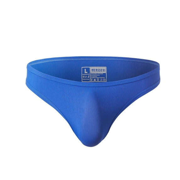 Lilgiuy Men's Charming Briefs Elastic Low Waist Solid Color Nylon Rib Underwear Classic Multipack Panties