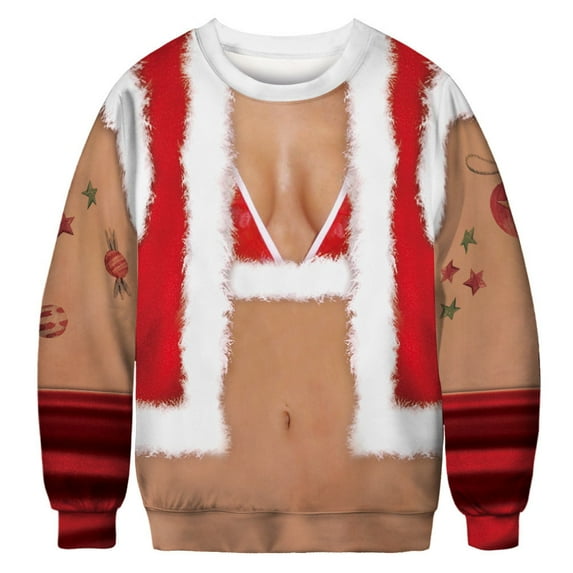 Lilgiuy Men's Christmas Jumper Ugly Christmas Shirt Men Funny Christmas 3D Print Long Sleeve Pocket Sweatshirt