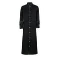 thumbnail image 1 of Lilgiuy Men's Coat Pastor's Clothing Medieval Stage Attire Retro Robe Long Sleeved Button Up Pastor's Clothing for Riding Hunting, 1 of 2