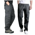 thumbnail image 1 of Lilgiuy Men's Cotton Multi-pocket Elastic Waist Wear-resistant Overalls Full Length Pants Comfy Tactical Lounge Workout Hiking Pants, 1 of 5