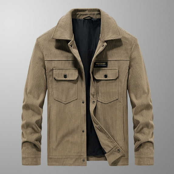 Lilgiuy Men's Fall Jacket Casual Fashion Solid Color Long Sleeve Turn-Down Collar Bottom Thermal Slim Fit Jacket Coats for Hiking Camping