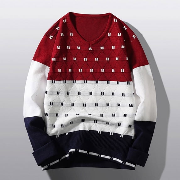 Lilgiuy Men's Fashion Casual Large Camouflage Contrast Sweater Round Neck Pullover Long Sleeve Loose Bottomed Shirt Sweater Gifts for Your Family or Friends