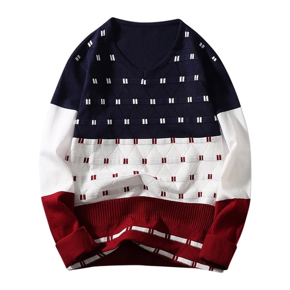 Lilgiuy Men's Fashion Casual Large Camouflage Contrast Sweater Round Neck Pullover Long Sleeve Loose Bottomed Shirt Sweater Outwear