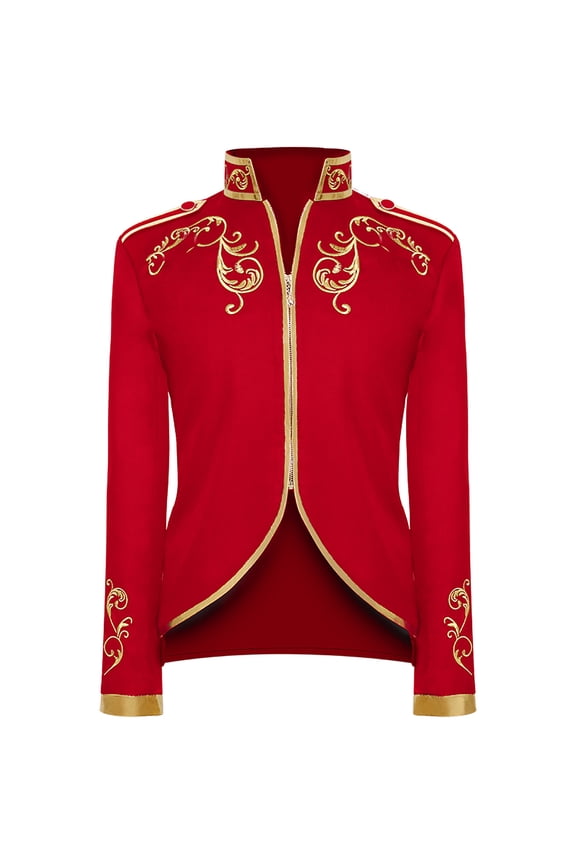 Lilgiuy Men's Fashion Halloween Retro Style Stitching Suit Gold Embroidered Jacket