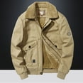 thumbnail image 1 of Lilgiuy Men's Fleece Washed Cotton Lapel Jacket Men's Loose Work Jacket for Daily Leisure Life, 1 of 5