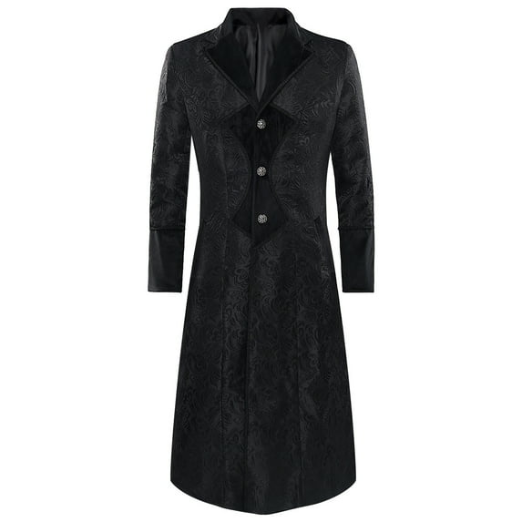 Lilgiuy Men's Gothic Coat Coat Medieval Court Dress Steampunk Vintage Slim Trench Coat for New Year Christmas