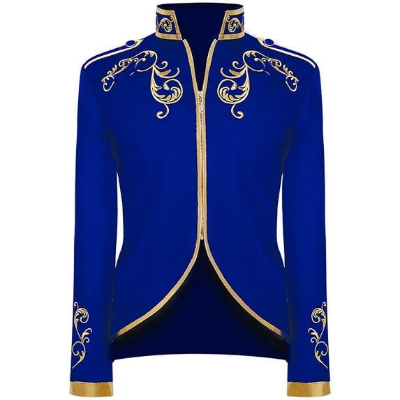 Lilgiuy Men's Halloween Retro Style Stitching Suit Gold Embroidered Jacket