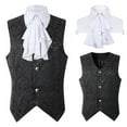 thumbnail image 1 of Lilgiuy Men's Halloween Vest Medieval Vintage Solid Color Sleeveless Short Waistcoat with Fake Collar for Party Festival Black, 1 of 5