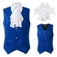 thumbnail image 1 of Lilgiuy Men's Halloween Vest Medieval Vintage Solid Color Sleeveless Short Waistcoat with Fake Collar for Party Festival Blue, 1 of 5