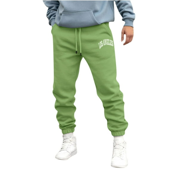 Lilgiuy Men's Hiking Cargo Pants Solid Color Drawstring Elastic Waist Joggers Casual Baggy Sweatpants with Pockets for New Year Christmas