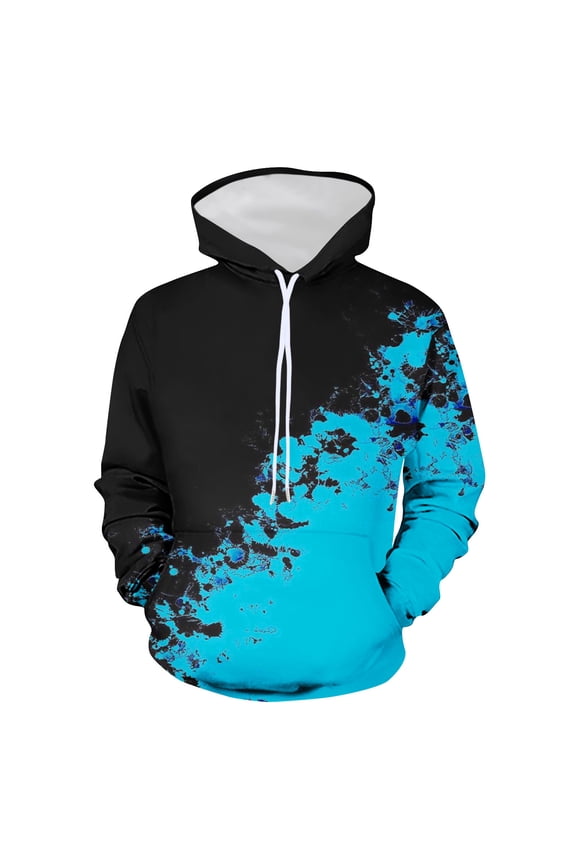 Men's Hooded Sweater Non Positioning Color Matching Print Pullover Casual Long Sleeved Top Gift for Your Son Husband Dad