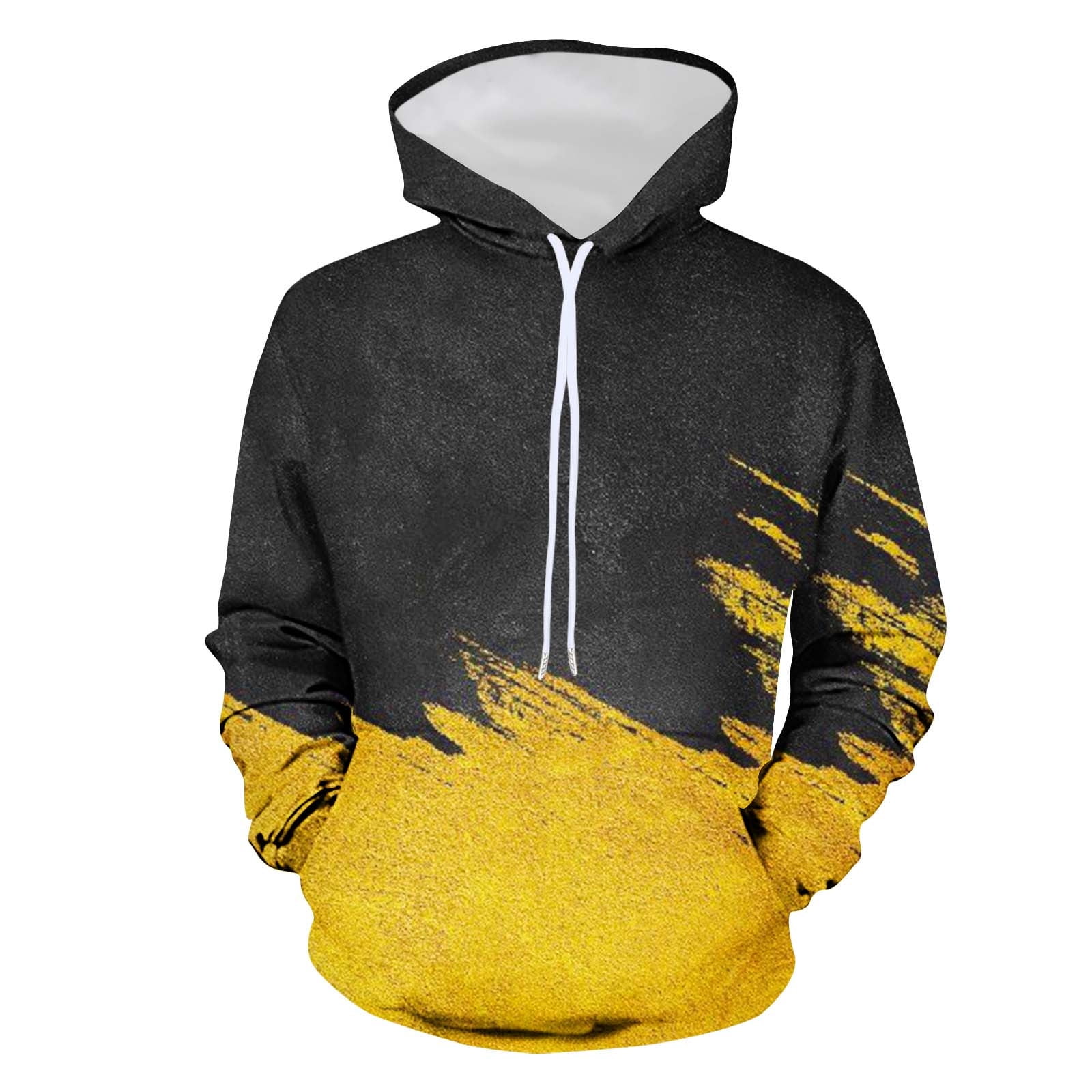 Lilgiuy Men s Hooded Sweater Non Positioning Color Matching Print Pullover Casual Long Sleeved Top for Sailing Fishing Camping Walmart Business Supplies
