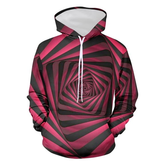 Lilgiuy Men's Hooded Sweater Non Positioning Dizziness Print Pullover Casual Long Sleeved Top for Other Activities
