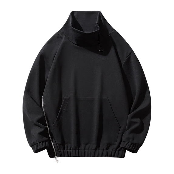 Lilgiuy Men's Hoodie Jacket Casual Solid Color Plus-size Loose Side Zipper Hoodie Tunic Sweatshirts for Photoshoot
