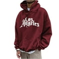 thumbnail image 1 of Lilgiuy Men's Hoodie Letter Printed Pullover Long-sleeved Top Hooded Sweatshirts for Anniversary Thanksgiving, 1 of 5