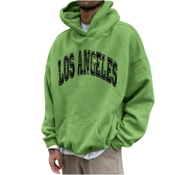 Lilgiuy Men's Hoodie Letter Printed Pullover Long-sleeved Top Hooded Sweatshirts for Dating Wedding