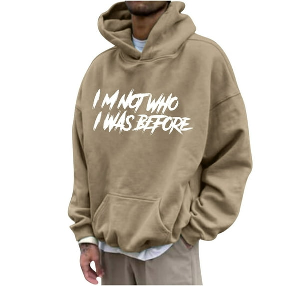 Lilgiuy Men's Hoodie Letter Printed Pullover Long-sleeved Top Hooded Sweatshirts for Home Leisure