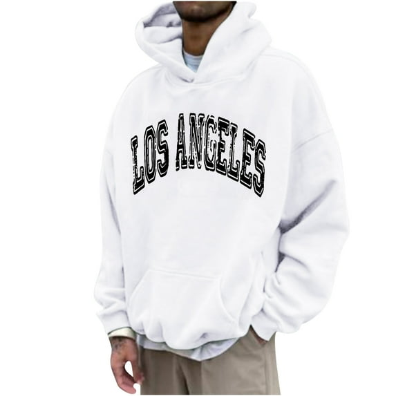 Lilgiuy Men's Hoodie Letter Printed Pullover Long-sleeved Top Hooded Sweatshirts for Leggings Coats or Pants