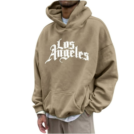 Lilgiuy Men's Hoodie Letter Printed Pullover Long-sleeved Top Hooded Sweatshirts for Other Activities