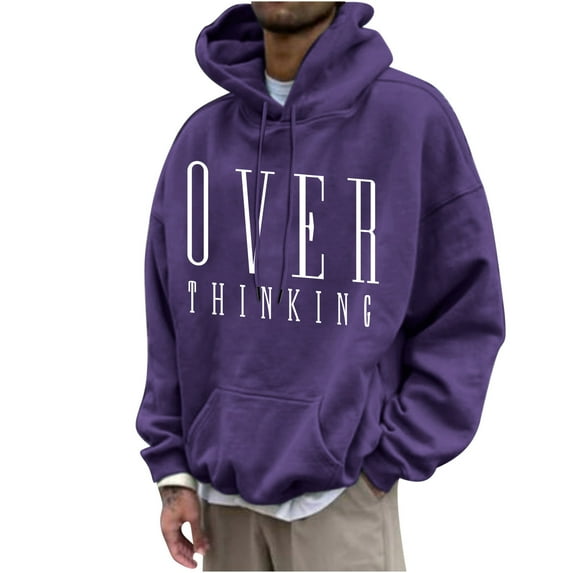 Lilgiuy Men's Hoodie Letter Printed Pullover Long-sleeved Top Hooded Sweatshirts for Stage Performance