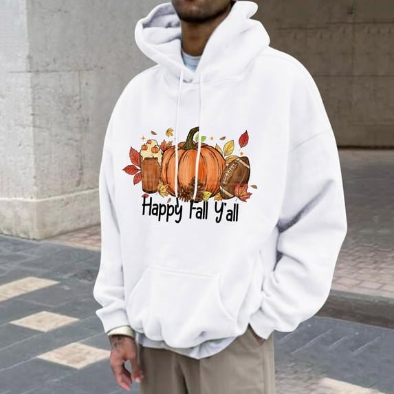 Lilgiuy Men's Hoodie Letter Printed Pullover Long-sleeved Top Hooded Sweatshirts for Vacation Holiday Travel