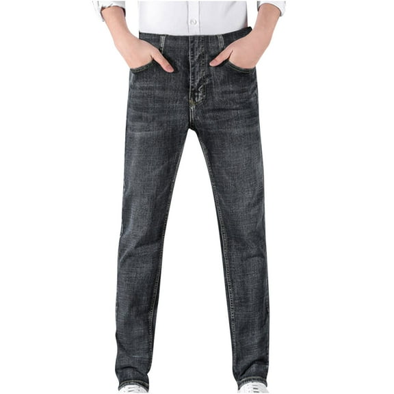Lilgiuy Men's Jeans Trendy Solid Color Slim Fit Mid Waist Comfort Stretch Full length Denim Jeans for Christmas Birthday Party Hip Hop