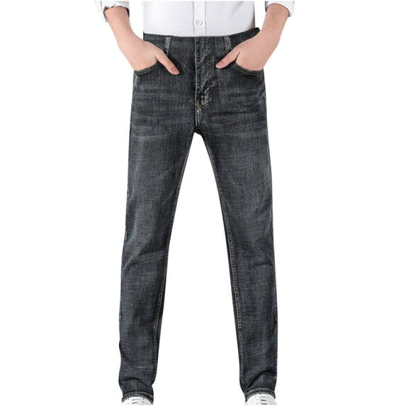 Lilgiuy Men's Jeans Trendy Solid Color Slim Fit Mid Waist Comfort Stretch Full length Denim Jeans for Christmas Birthday Party Hip Hop